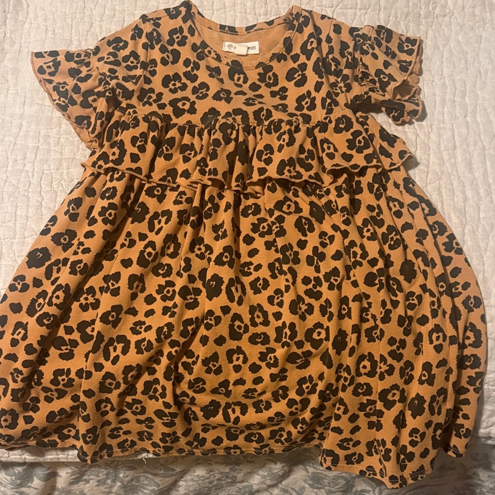 Tucker + Tate Black Leopard Print Ruffle Dress